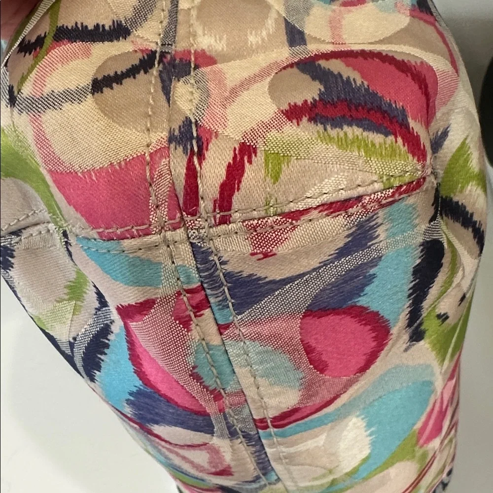 Coach Poppy Ikat Print Tote with Silver Trim - Picture 5 of 12